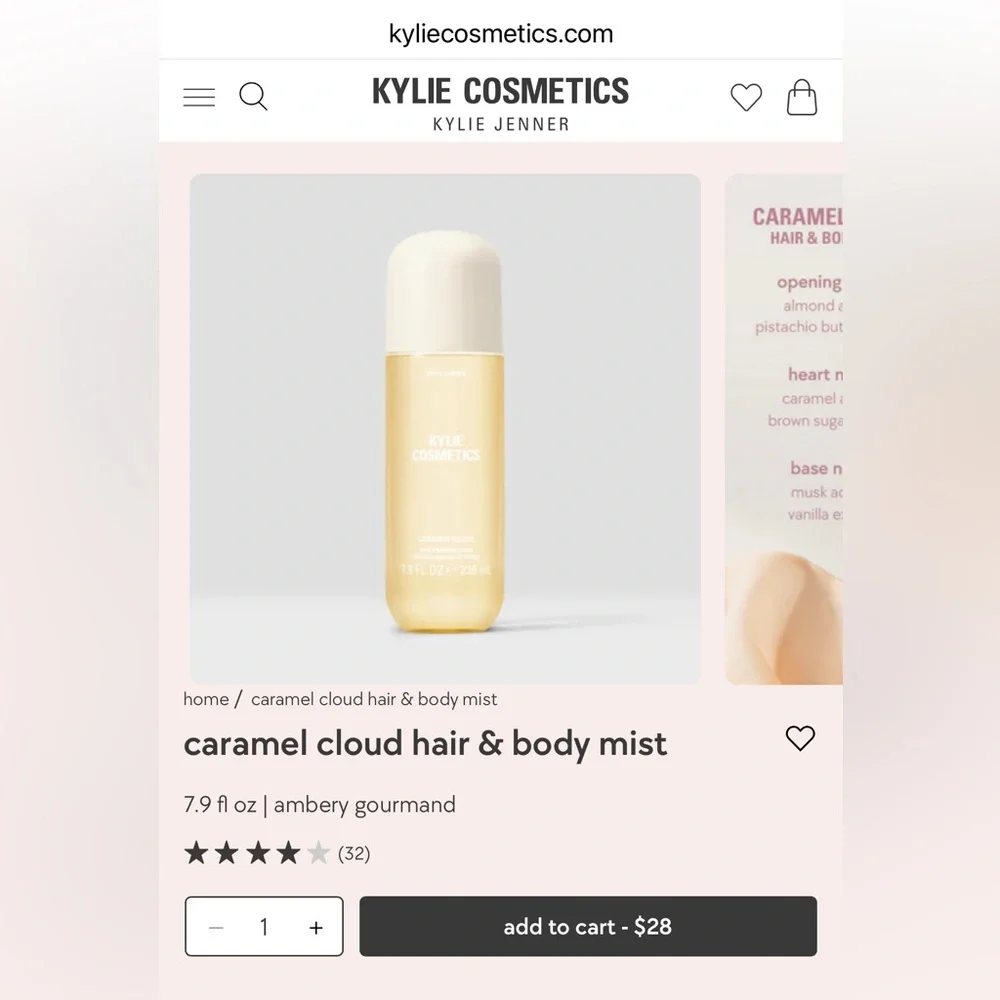 Kylie Cosmetics Caramel Cloud Hair and Body Mist (NEW NO BOX)
